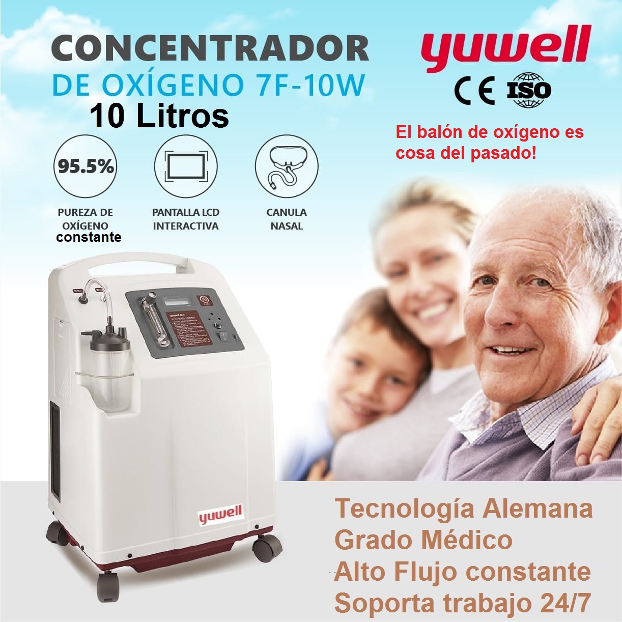 Concentrador de Oxígeno 10 Lts YUWELL